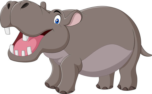 Карикатура на бегемота с открытым ртом
