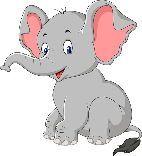 Cartoon Cute Baby Elephant Sitting — Stock Vector