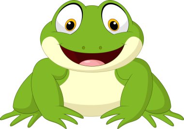 Çizgi film mutlu kurbağa beyaz arka planda izole 