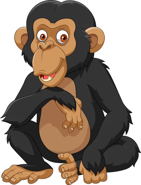 Cartoon Chimpanzee Isolated White Background — Stock Vector