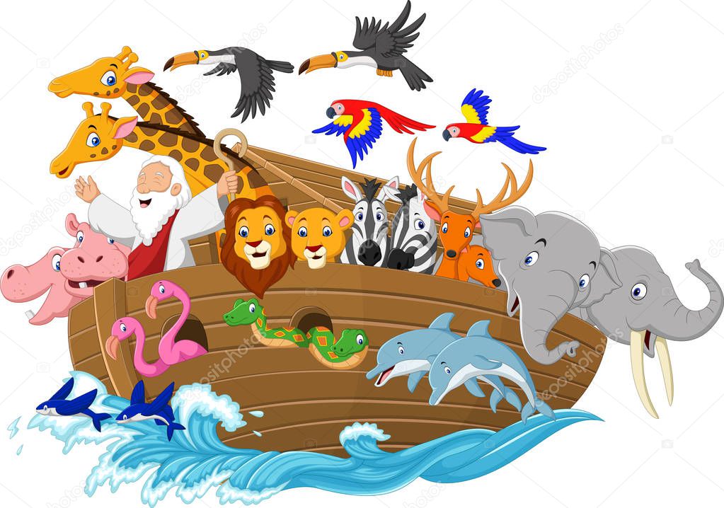 Cartoon Noah's ark isolated on white background