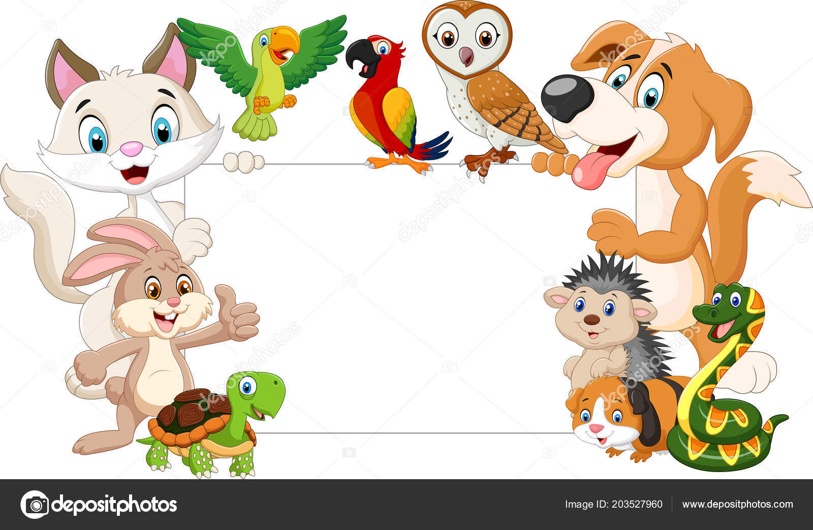 Cartoon Pets Holding Blank Sign — Stock Vector © tigatelu #203527960