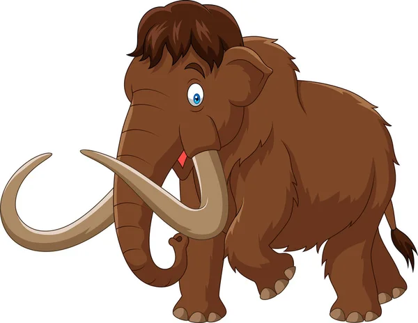 Tecknad Mammut Isolerad Vit Bakgrund — Stock vektor