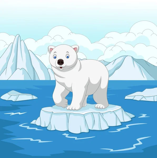 Oso Polar Dibujos Animados Aislado Témpano — Archivo Imágenes Vectoriales