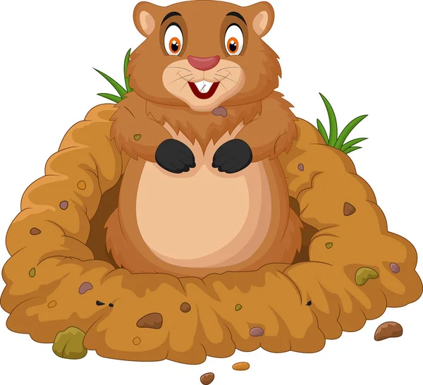 Мультфільм Groundhog Дивиться Отвору — стоковий вектор