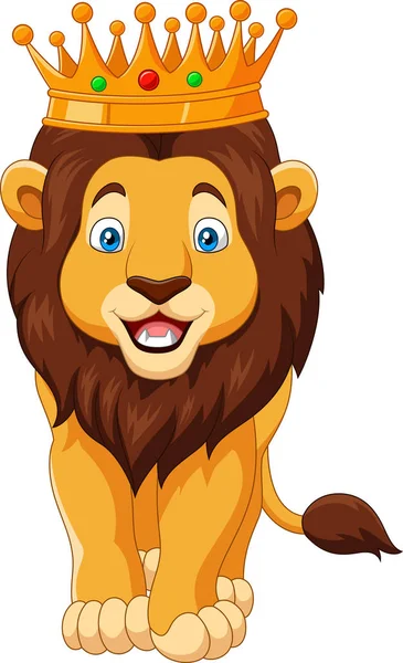 Cartoon Lion Wearing Crown — Stock Vector