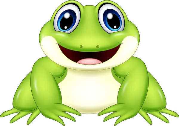 Cartoon Frog Isolated White Background — Stock Vector