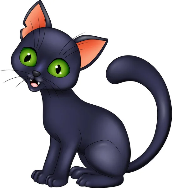 Dibujos Animados Gato Negro Aislado Sobre Fondo Blanco — Vector de stock