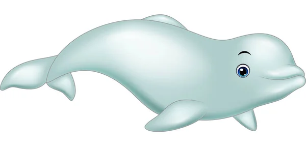 在白色背景下孤立的卡通白鲸 — 图库矢量图片