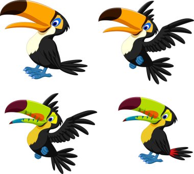 Çizgi film toucan koleksiyonu kümesi