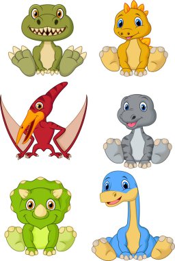 Şirin bebek dinozorlar koleksiyonu kümesi karikatür