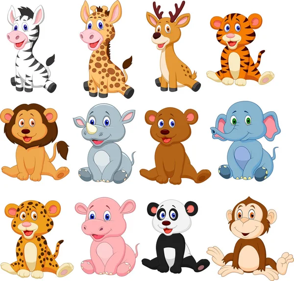 Wild Animals Cartoon Collection Set — Stock Vector