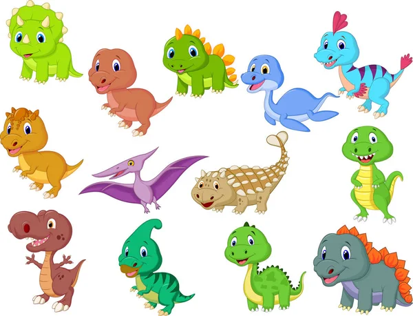 Милі Дитячі Динозаври Колекція — стоковий вектор