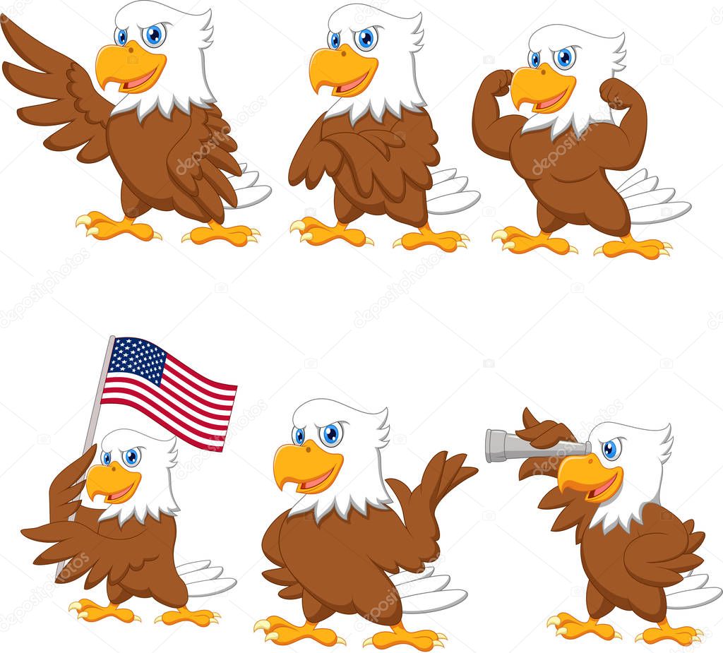 Cartoon eagles collection set