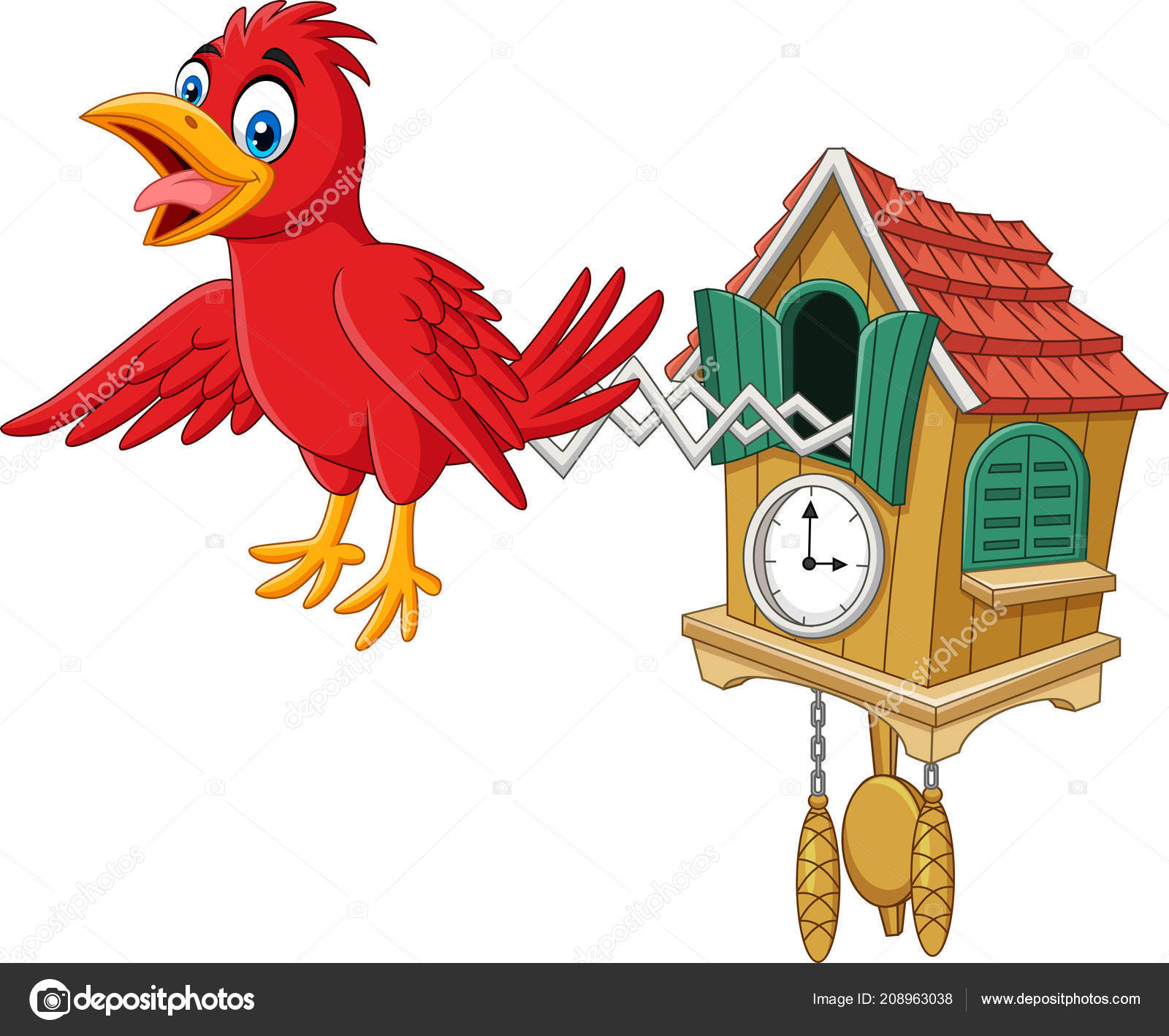 Vector Illustration Cuckoo Clock Red Bird Chirping Stock Vector Image by ©tigatelu #208963038 Vector Illustration Cuckoo Clock Red Bird Chirping Stock Vector Image by ©tigatelu #208963038
