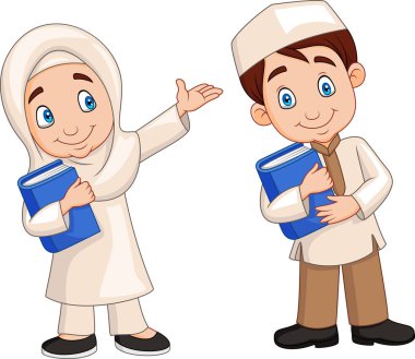 Vektör çizim karikatür Müslüman çocuklar