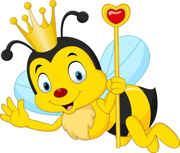 Vector Illustration Cartoon Queen Bee — Stock Vector