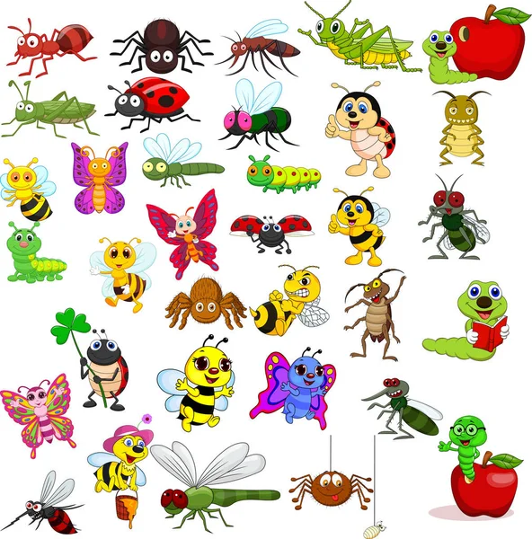 Vector Illustration Cartoon Insect Collection Set — Stock Vector