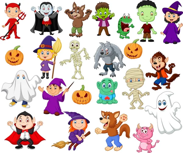 Illustration Ensemble Dessin Animé Halloween — Image vectorielle