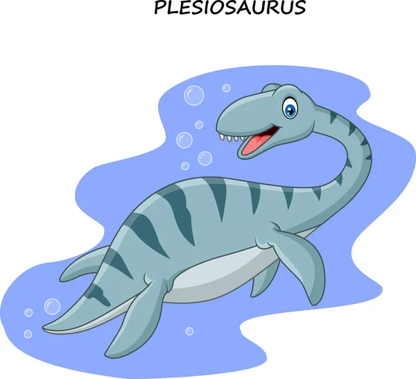 Ilustración Vectorial Cartoon Smiling Plesiosaurus — Archivo Imágenes Vectoriales