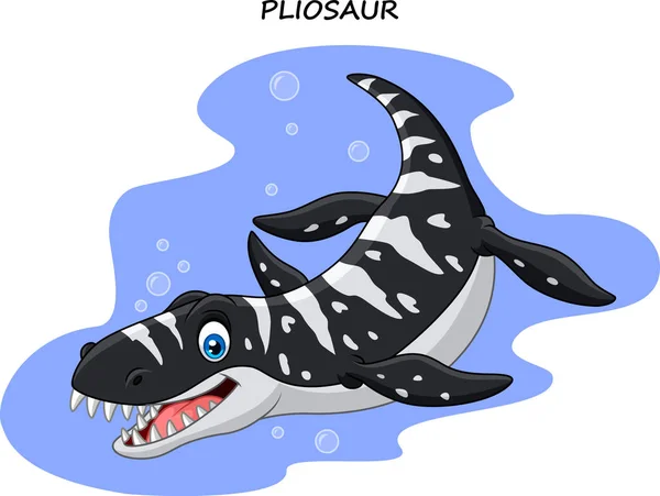 Vektor Illustration Tegneserie Smilende Pliosaur – Stock-vektor