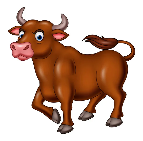 Vectorillustratie Van Boze Stier Cartoon Geïsoleerd Witte Achtergrond — Stockvector