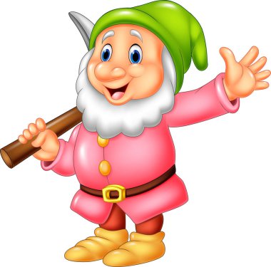 Vektör çizim karikatür mutlu cüce Miner