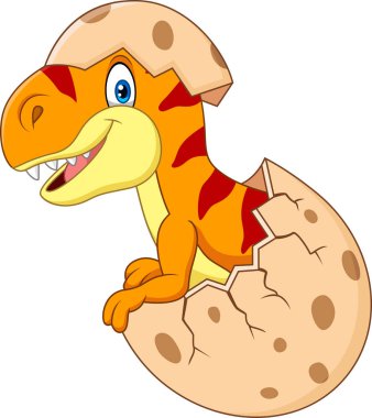 Vektör çizim karikatür komik dinozor tarama