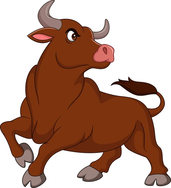Vector Illustration Cartoon Angry Bull Isolated White Background — Stock Vector