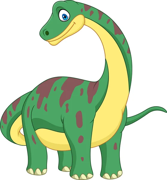 Vector Illustration Cartoon Brontosaurus Isolated White Background — Stock Vector