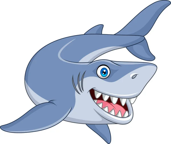 Vektör Çizim Karikatür Gülümseyen Köpekbalığı — Stok Vektör