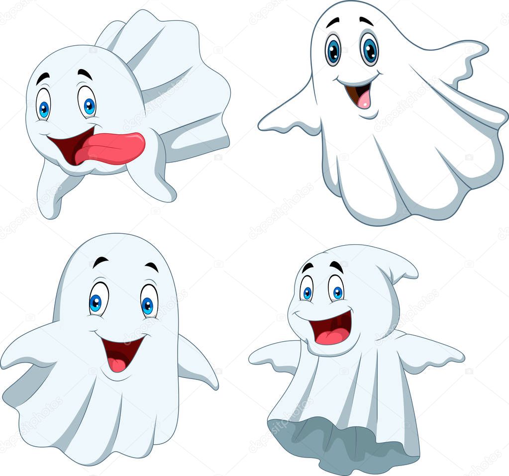 Vector illustration of Cartoon funny ghost collection set