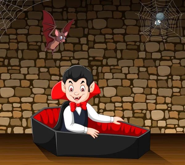 Vektor Illustration Von Cartoon Spukhaus Mit Halloween Hintergrund — Stockvektor