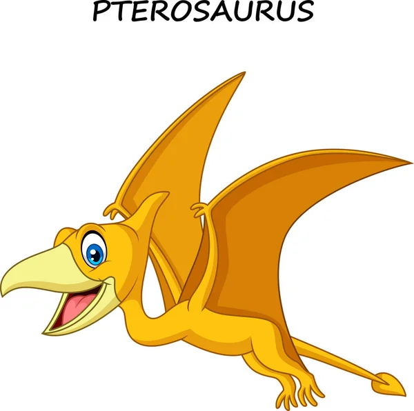 Vektorillustration Tecknad Pterosaurus Isolerad Vit Bakgrund — Stock vektor