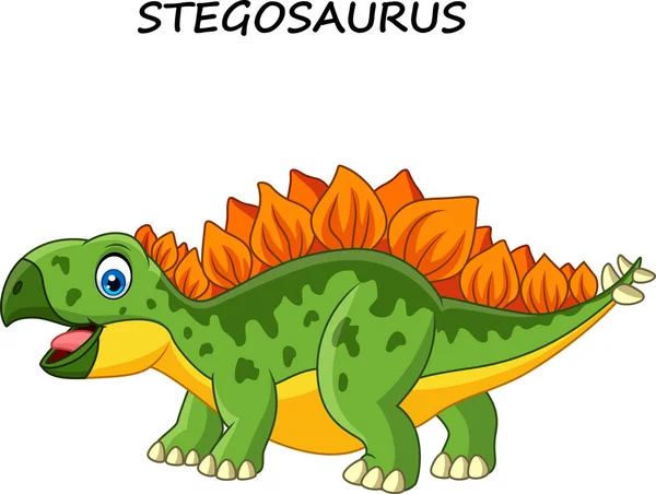 Vektorillustration Cartoon Happy Stegosaurus Isolerad Vit Bakgrund — Stock vektor