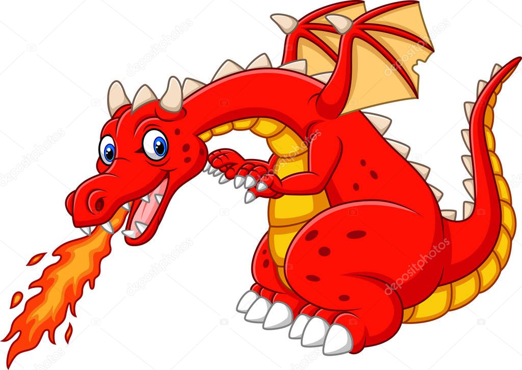 Download Vector Illustration Cartoon Dragon Posing Fire — Stock ...