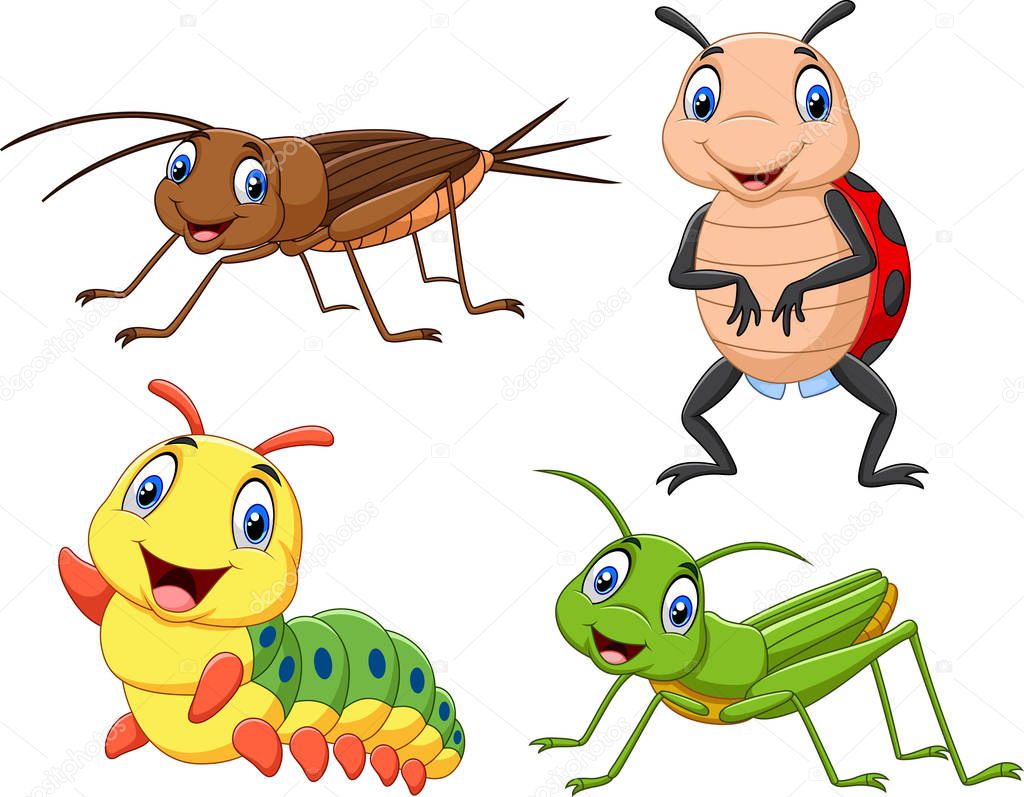Vector illustration of Cartoon insect collection set
