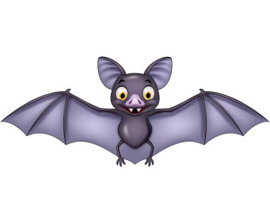 Çizgi film yarasasının vektör çizimi beyaz arkaplanda izole edildi