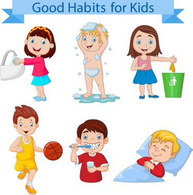 Vektör çizim iyi alışkanlıklar koleksiyonun için kids