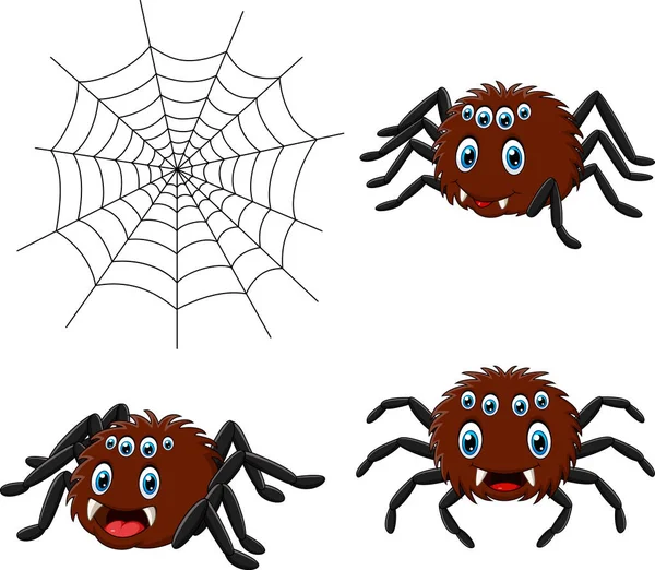 Vektor Illustration Von Cartoon Spinnen Sammlungen Set — Stockvektor
