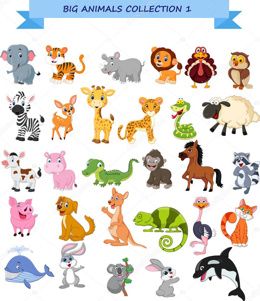 Vector illustration of Big animals collection set