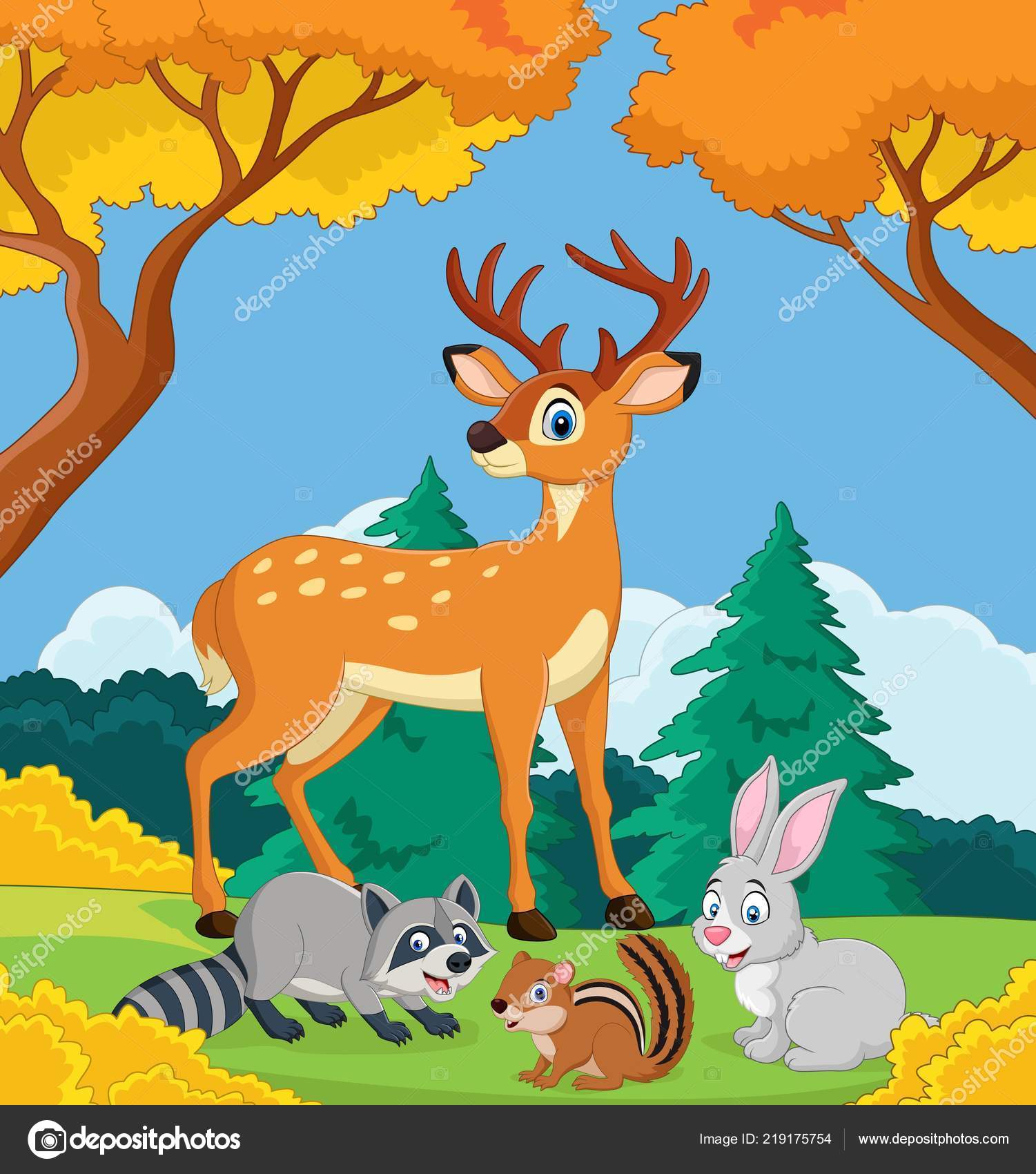 Vector Illustration Cartoon Wild Animals Jungle Stock Vector Image by  ©tigatelu #219175754