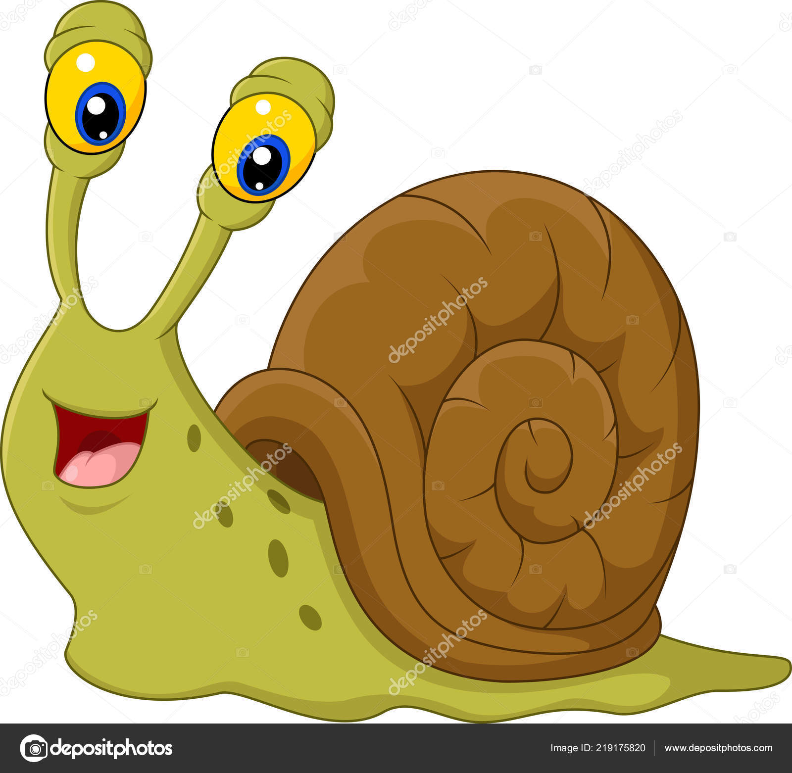 Vector Illustration Cute Snail Cartoon Isolated White Background Stock