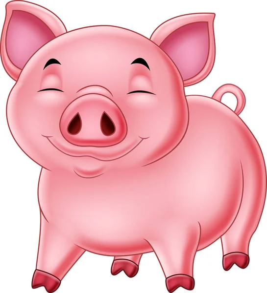 Ilustração Vetorial Porco Feliz Dos Desenhos Animados Isolado Fundo Branco — Vetor de Stock