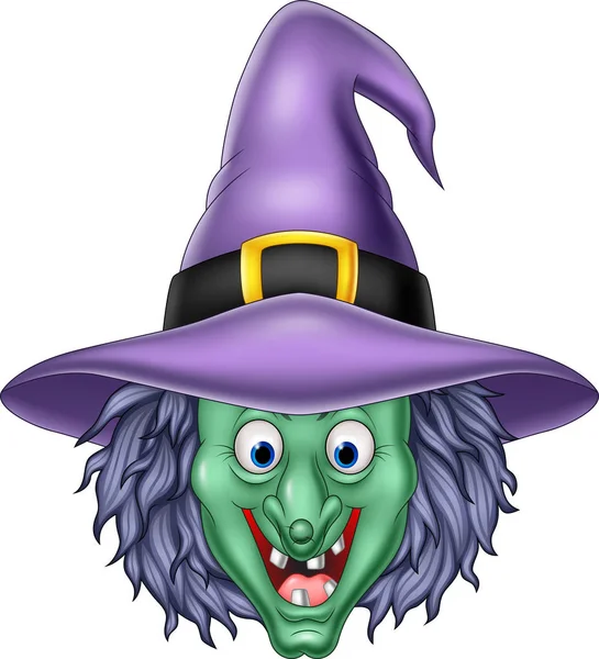 Vector Illustration Cartoon Witch Head Isolated White Background — Stock Vector