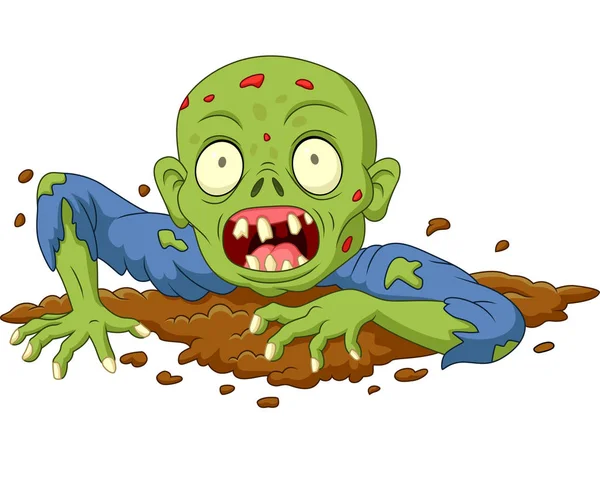 Vektor Illustration Von Cartoon Zombie Aus Dem Boden Isoliert Auf — Stockvektor