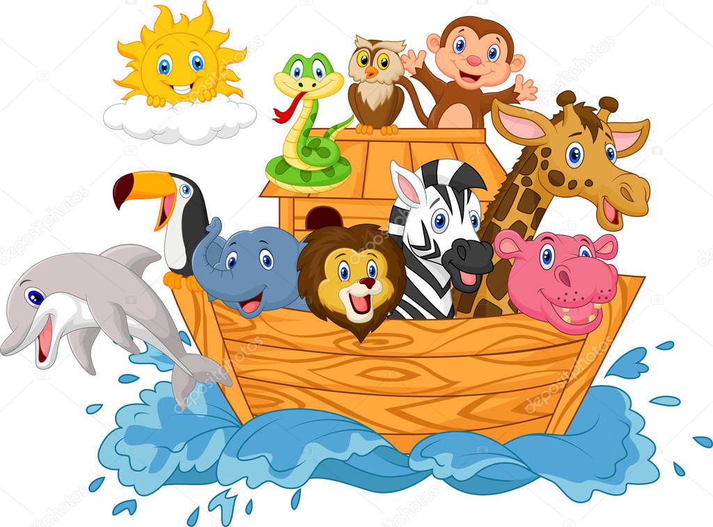 Vector illustration of Cartoon Noah's ark isolated on white background