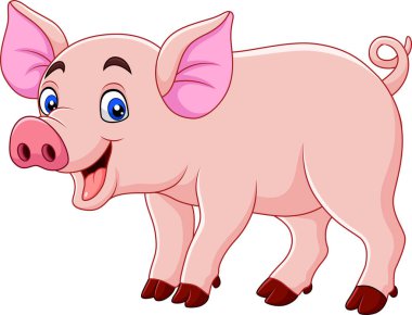 Gülen domuz karikatür vektör çizim