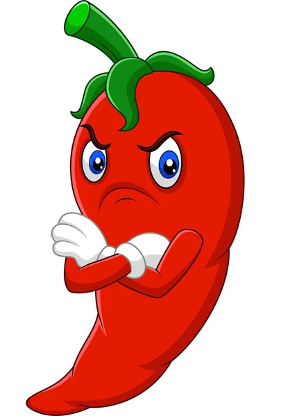 Angry Chili Pepper Cartoon — Stock Vector
