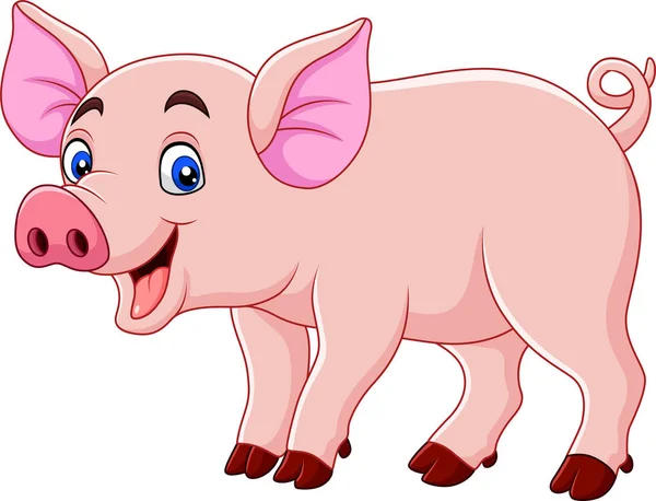 Ilustração Vetorial Desenhos Animados Porco Sorridente — Vetor de Stock